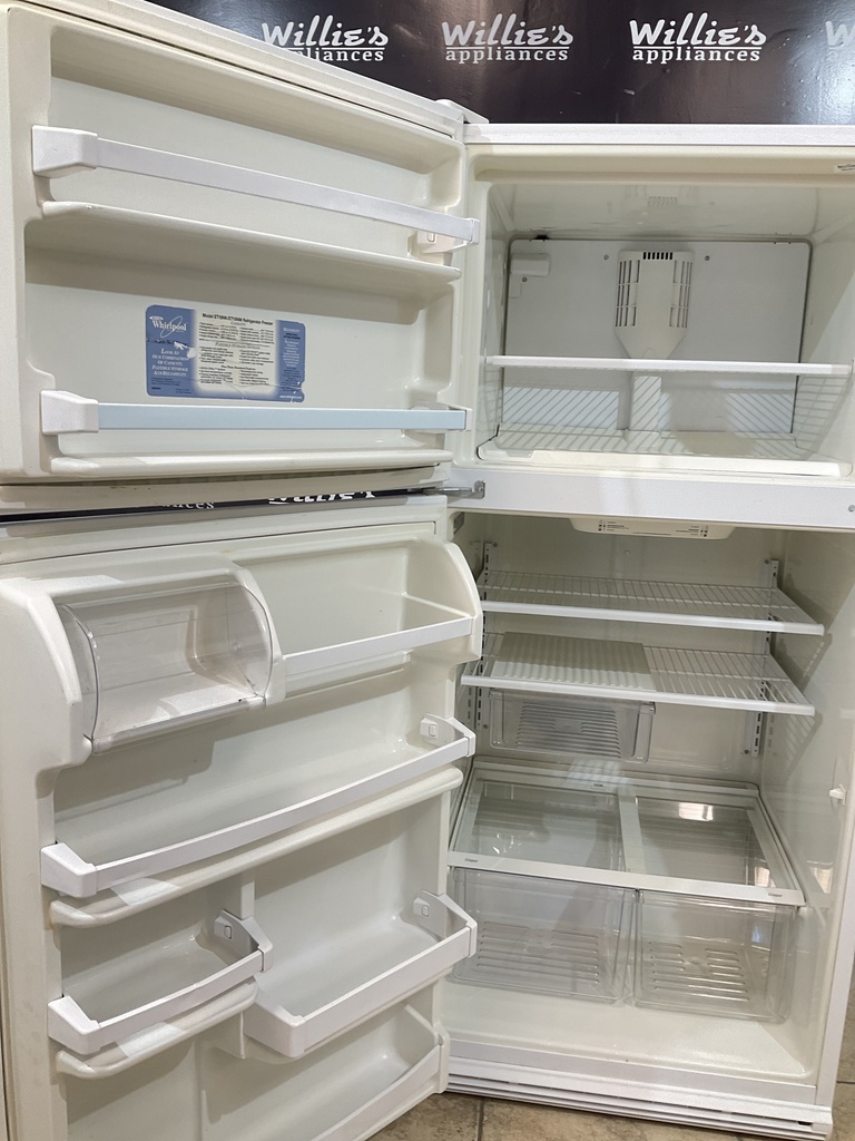 Whirlpool Used Refrigerator Top and Bottom 30x65 1/2” (White) 