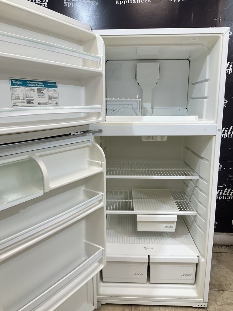 Whirlpool Used Refrigerator Top and Bottom 28x62 1/2” (White) 