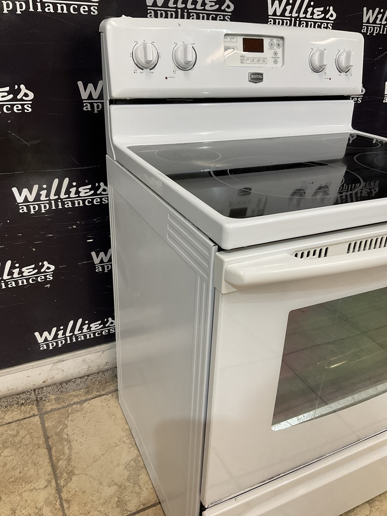 Maytag Used Electric Stove 220volts (40/50 AMP) 30inches  {4 prong} (White) 