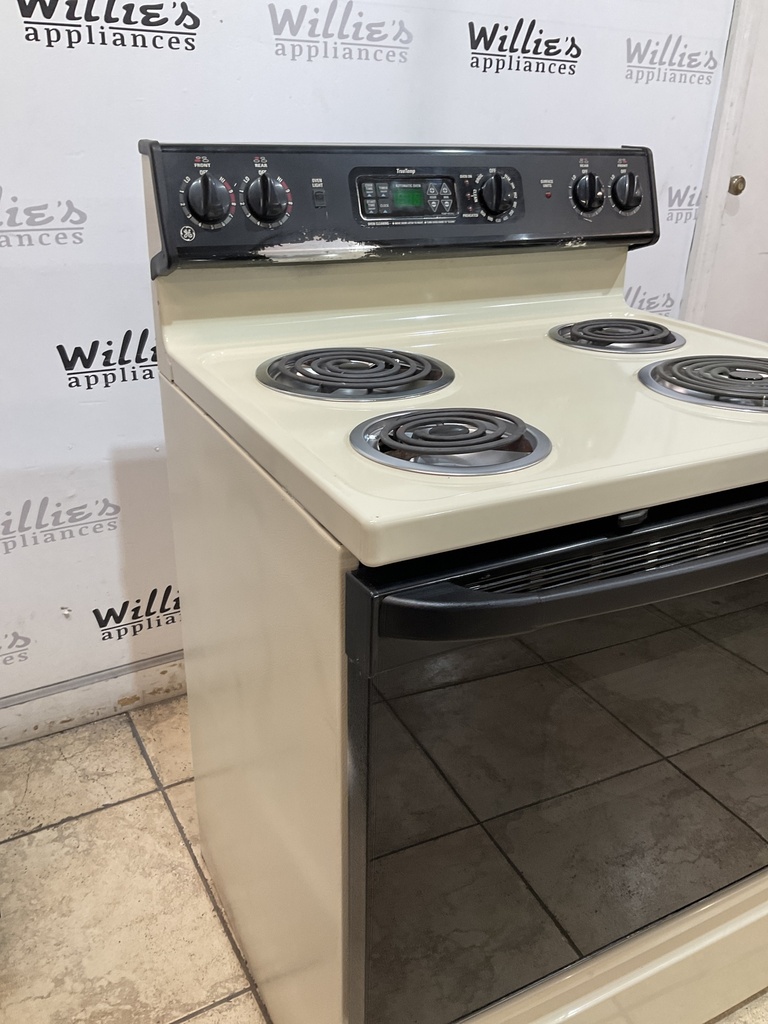 Ge Used Electric Stove 30inches {no cord} (Bisque/Black) 