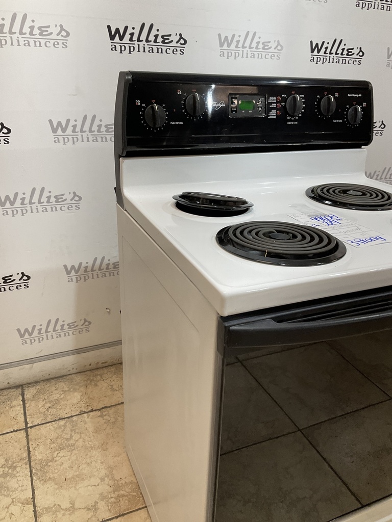Whirlpool Used Electric Stove 220volts (40/50 AMP) 30inches {3 prong} (White/Black) 