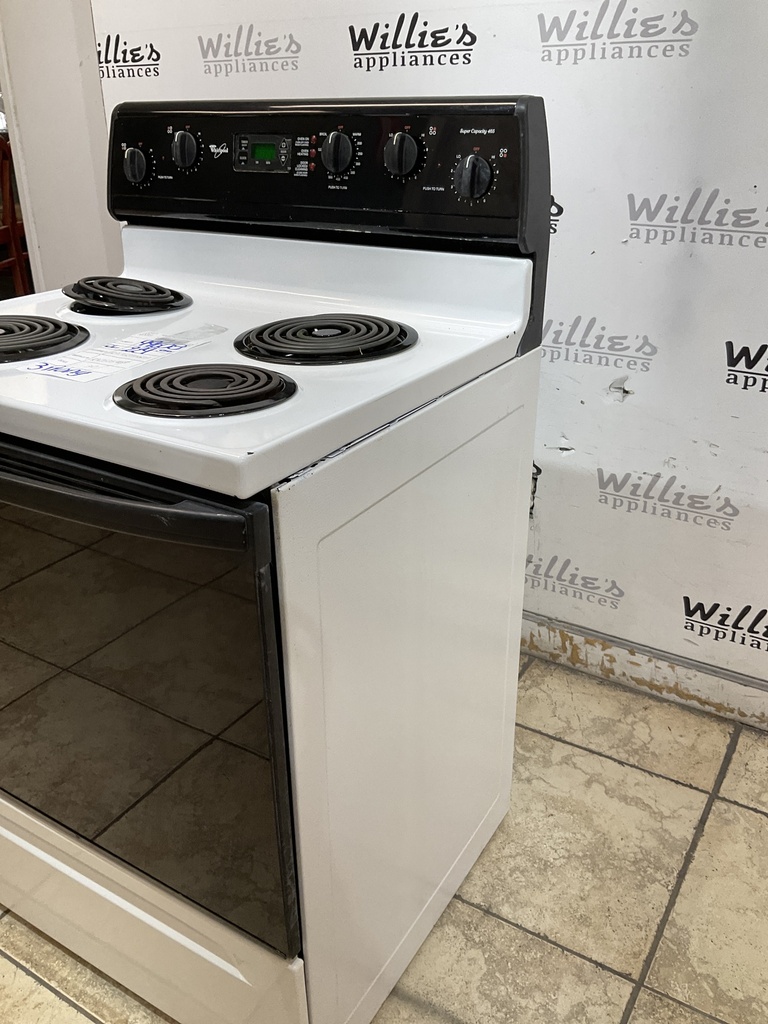 Whirlpool Used Electric Stove 220volts (40/50 AMP) 30inches {3 prong} (White/Black) 