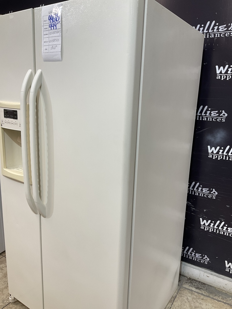 Ge Used Refrigerator Side by Side 33 1/2” x 66 1/2” (Bisque) 