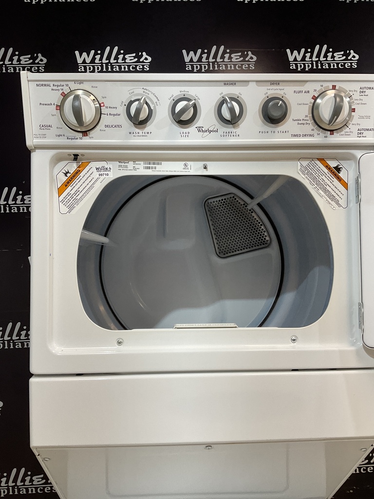 Whirlpool Used Electric Unit Stackable 220volts (30 AMP) 27x72 1/2” (White) 