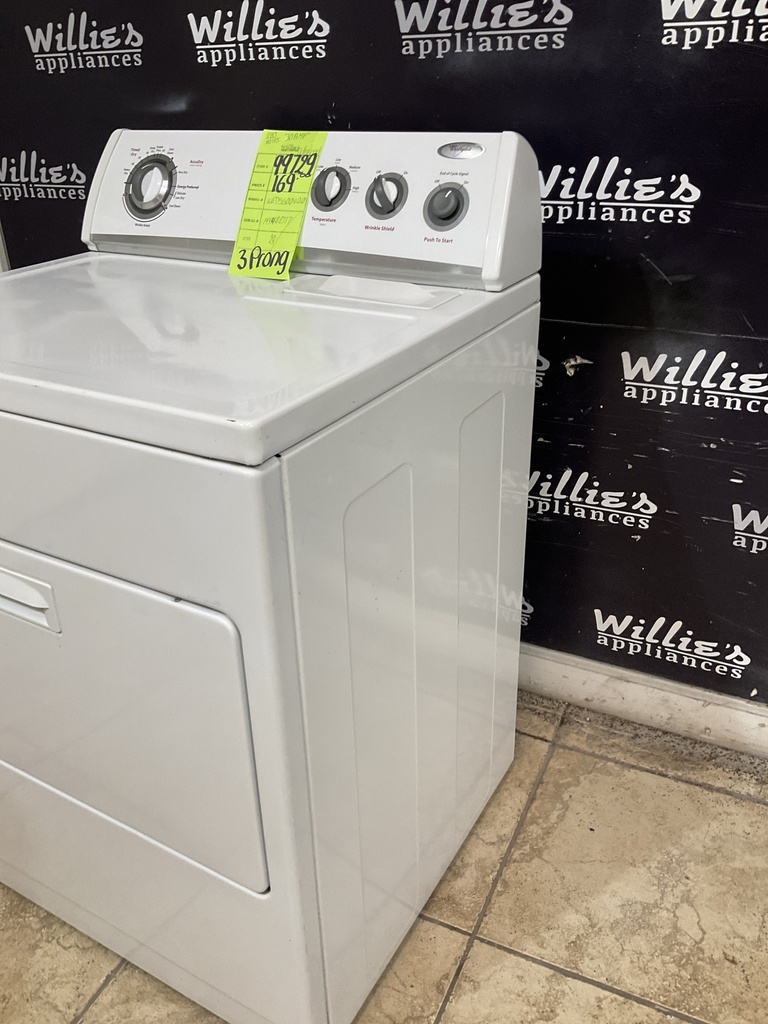 Whirlpool Used Electric Dryer 220volts (30 AMP) 29inches {3 prong} (White) 