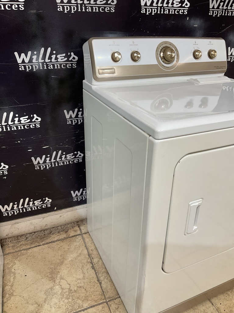 Maytag Used Electric Dryer 220volts (30 AMP) 29inches {3 prong} (White 
