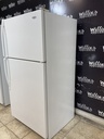Whirlpool Used Refrigerator Top and Bottom 33x65 1/2” (White) 