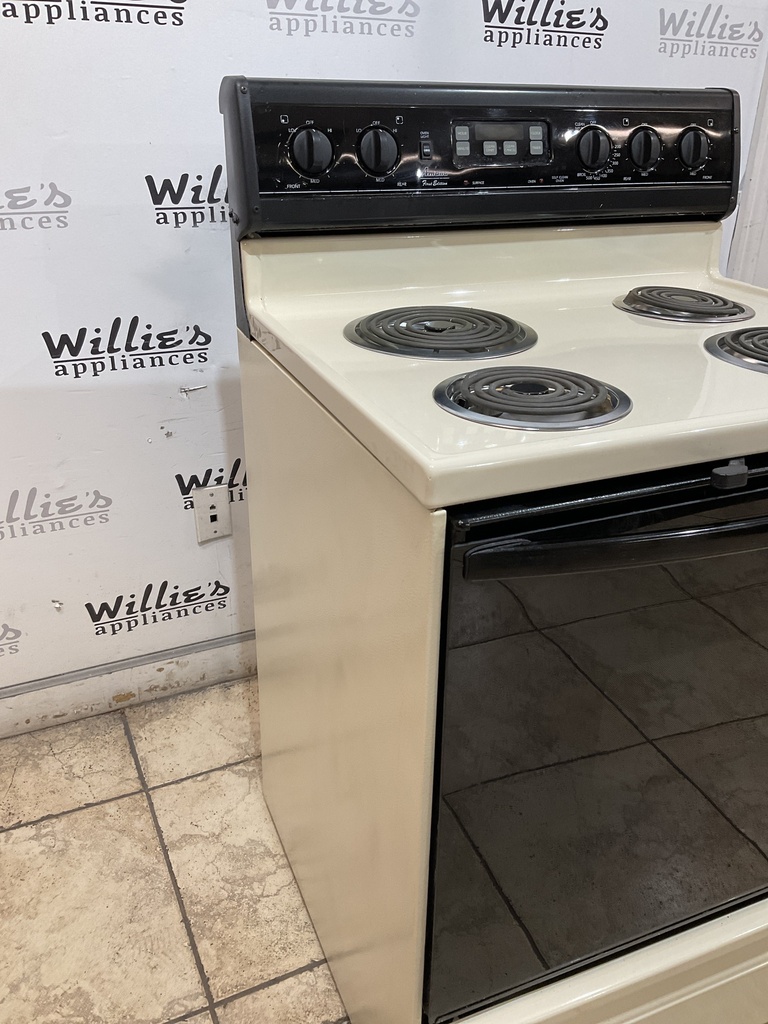 Amana Used Electric Stove 220volts (40/50 AMP) 30inches {4 prong} (Bisque/Black) 