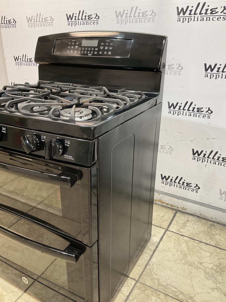 Ge Used Natural Gas Stove Double Oven 30inches (Black) 