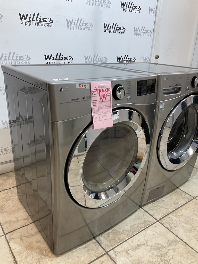 Lg Used Natural Gas Set Washer/Dryer Front-load 27inches (Grey) 