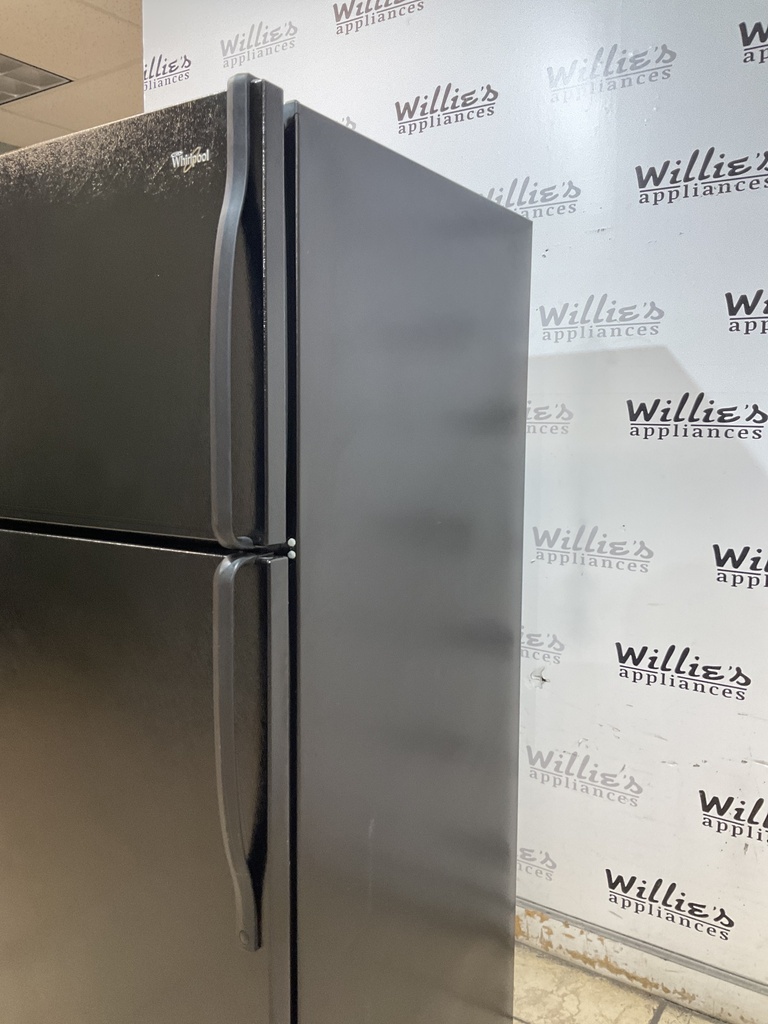 Whirlpool Used Refrigerator Top and Bottom 30x66 1/2” (Black) 