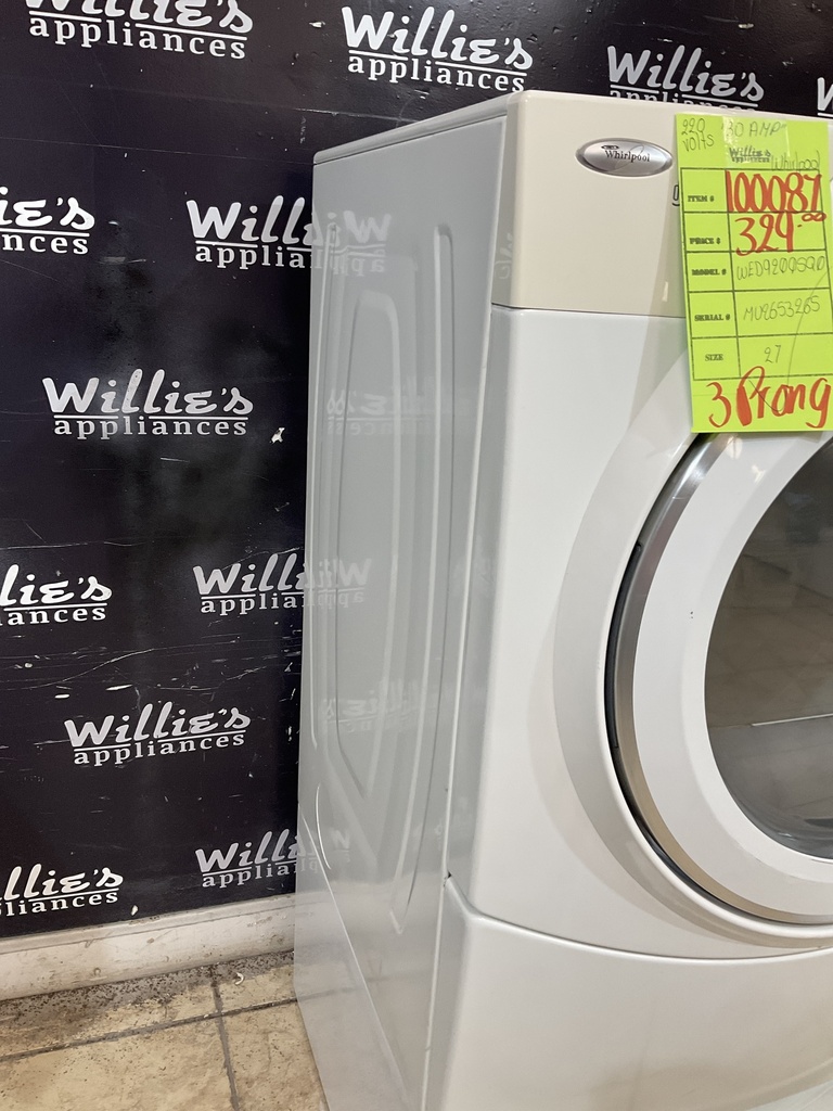Whirlpool Used Electric Dryer 220volts (30 AMP) 27inches {3 prong} ( White) 