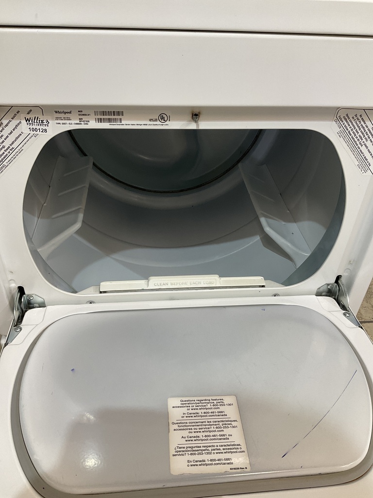 Whirlpool Used Electric Dryer 220volts (30 AMP) 27inches {3 prong} (White) 