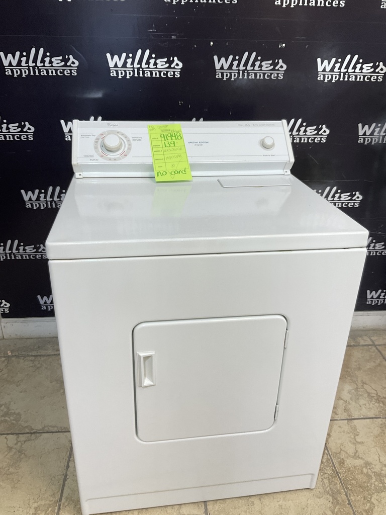 Whirlpool Used Electric Dryer 220volts (30 AMP) 29inches {no cord}