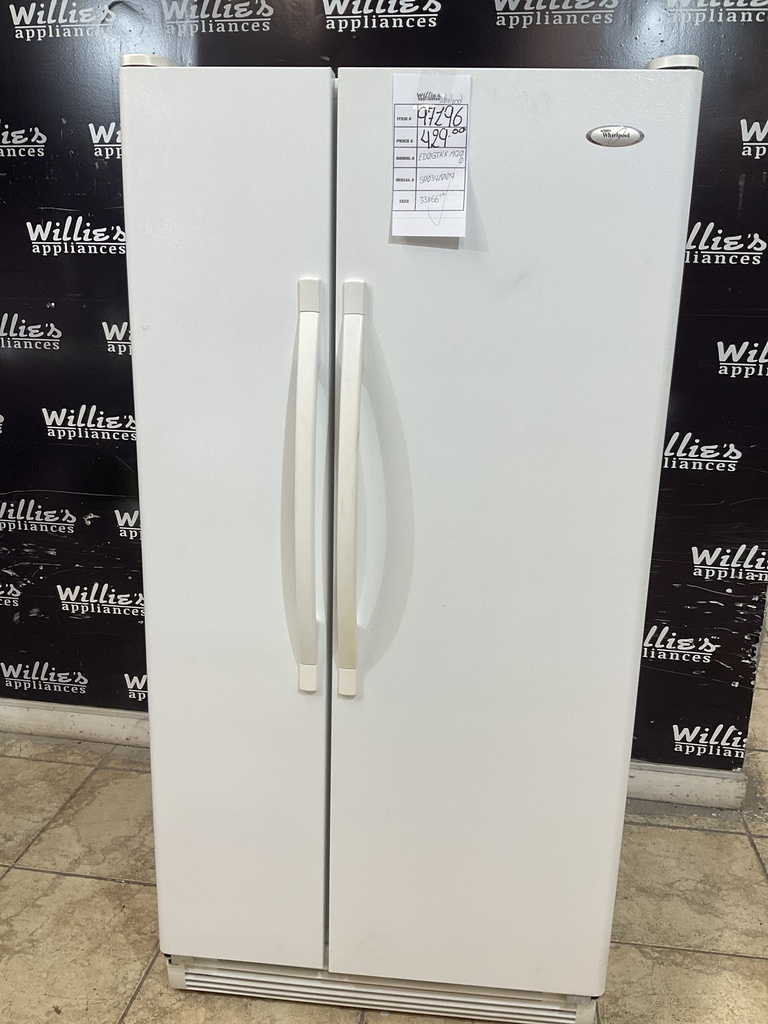 Whirlpool Used Refrigerator Side by Side 33x66 1/2” (White)