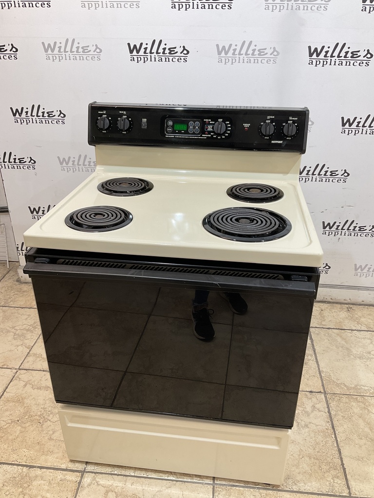 Hotpoint Used Electric Stove 220volts (40/50 AMP) 30inches {no cord} (Bisque/Black)