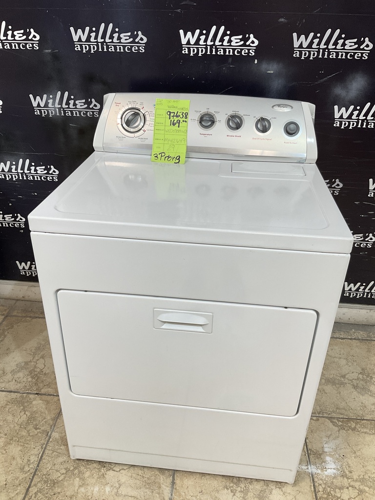 Whirlpool Used Electric Dryer 220volts (30 AMP) 29inches {3 prong} (White) 