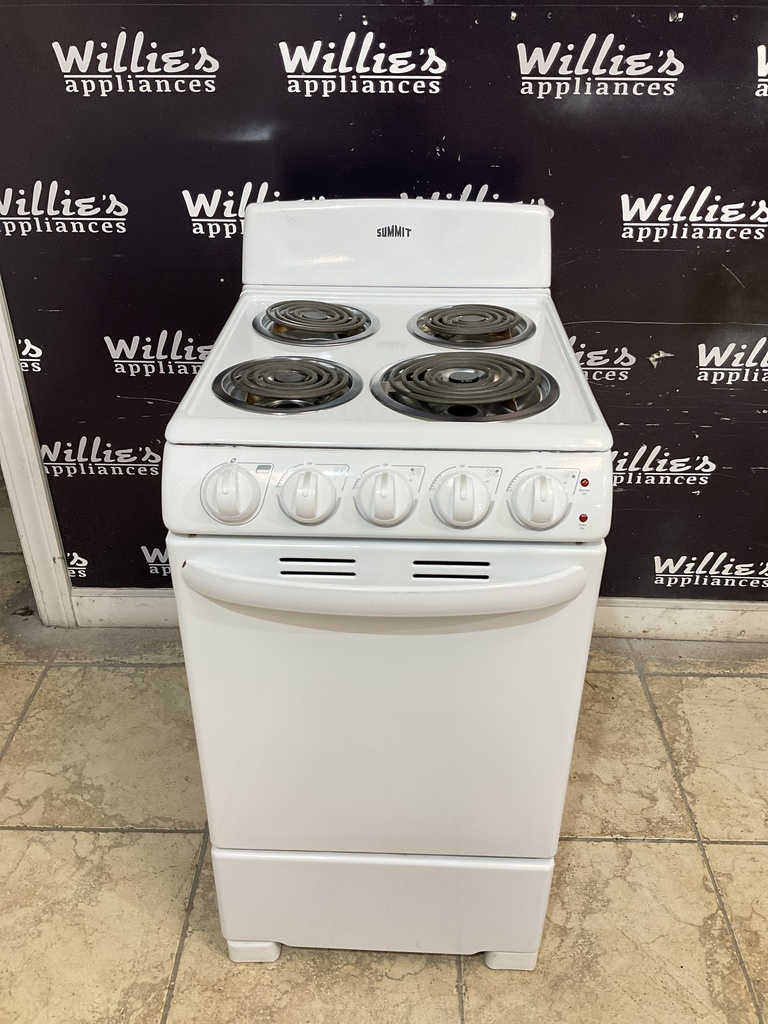 Summit Used Electric Stove 220volts (40/50 AMP) 19 1/2” {3 prong} (White) 