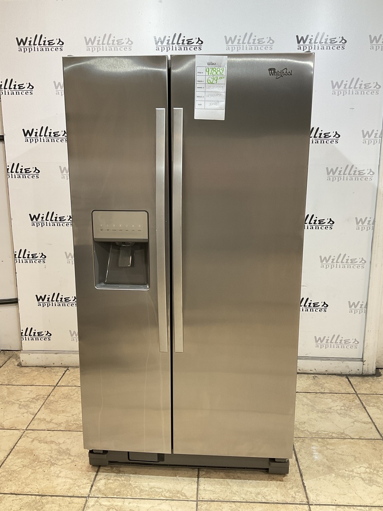 Whirlpool Used Refrigerator Side by Side 36x68 1/2” (Stainless Steel)