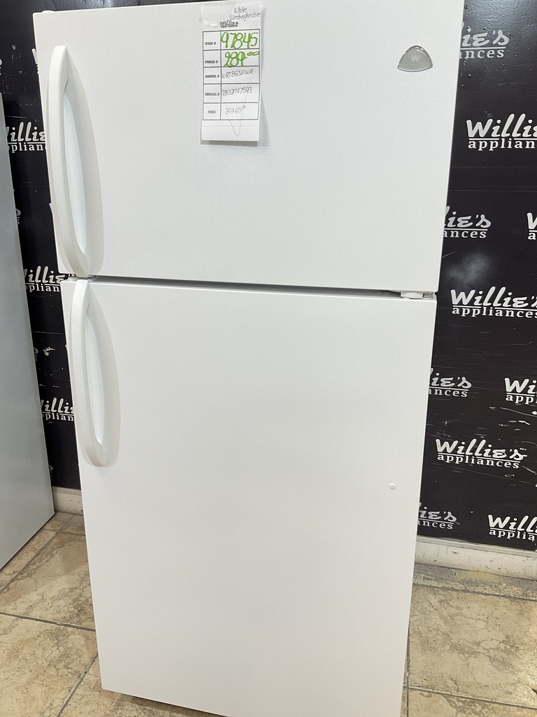 White Westinghouse Used Refrigerator Top and Bottom 30x65 1/2” (White) 
