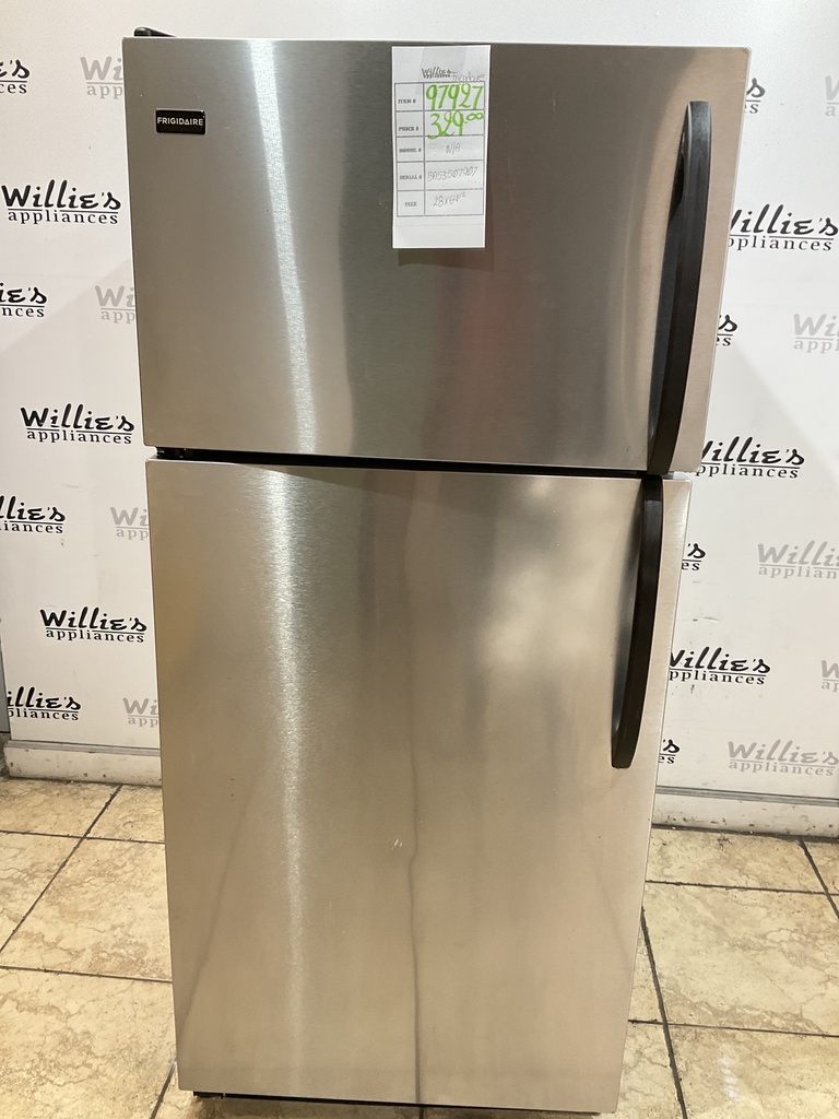 Frigidaire Used Refrigerator Top and Bottom 28x64 1/2” (Stainless Steel)