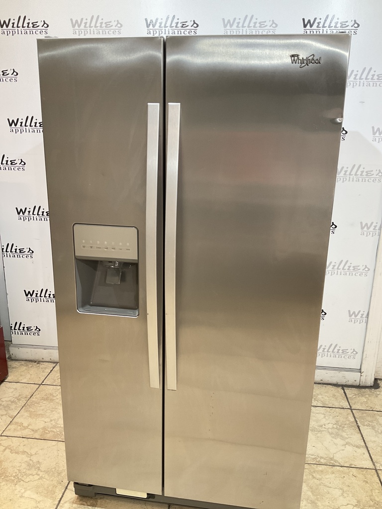 Whirlpool Used Refrigerator Side By Side 36x68 1/2” (Stainless Steel) 