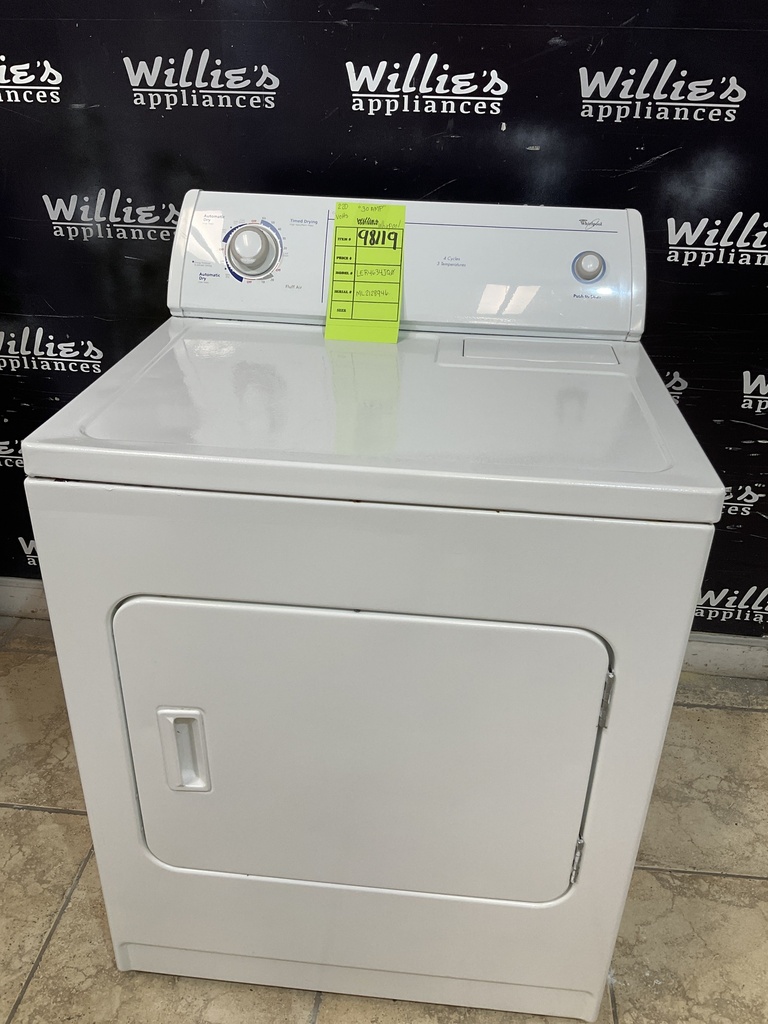 Whirlpool Used Electric Dryer 220volts (30 AMP) 29inches {3 prong} (White)