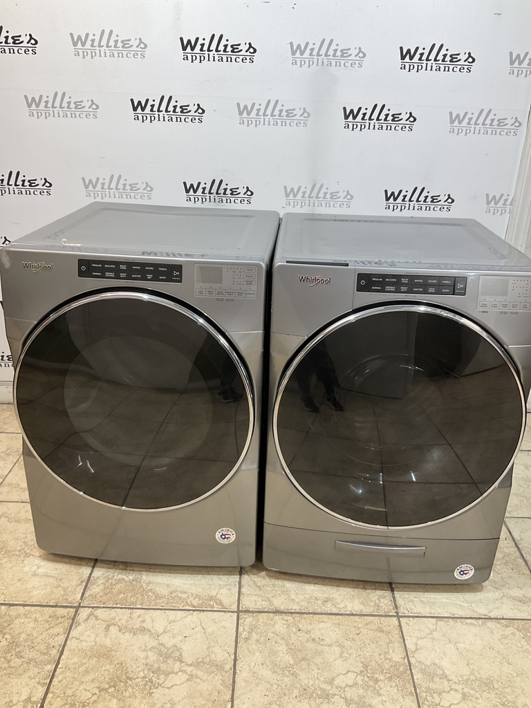 Whirlpool Used Natural Gas Set Washer/Dryer Front-load 27inches (Grey)