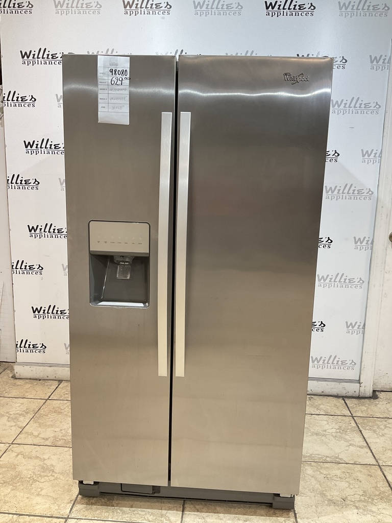 Whirlpool Used Refrigerator Side by Side 36x68 1/2” (Stainless Steel) 