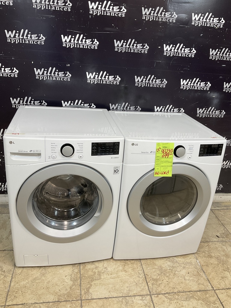 Lg Used Electric Set Washer/Dryer Frobt-load 27inches 220volts (30 AMP) 27inches {no cord} (White) 