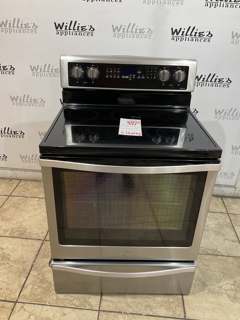 Whirlpool Used Electric Stove 220volts  (40/50 AMP) 30inches {3 prong} (Stainless Steel)