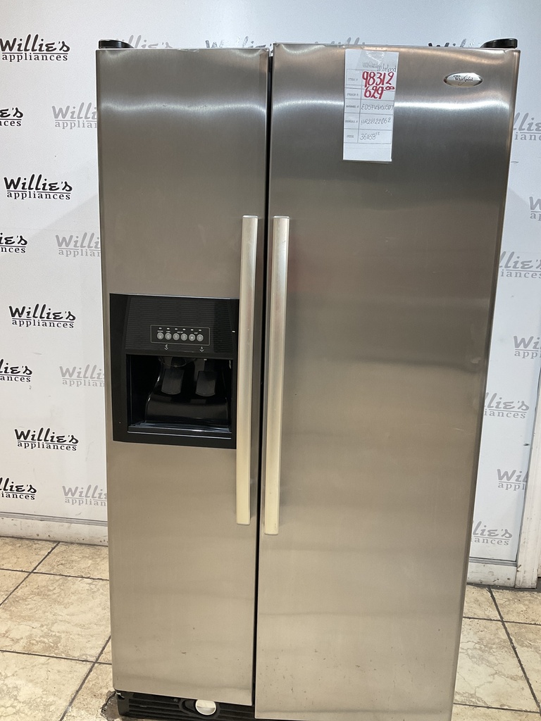 Whirlpool Used Refrigerator Side by Side 36x68 1/2” (Stainless Steel) 