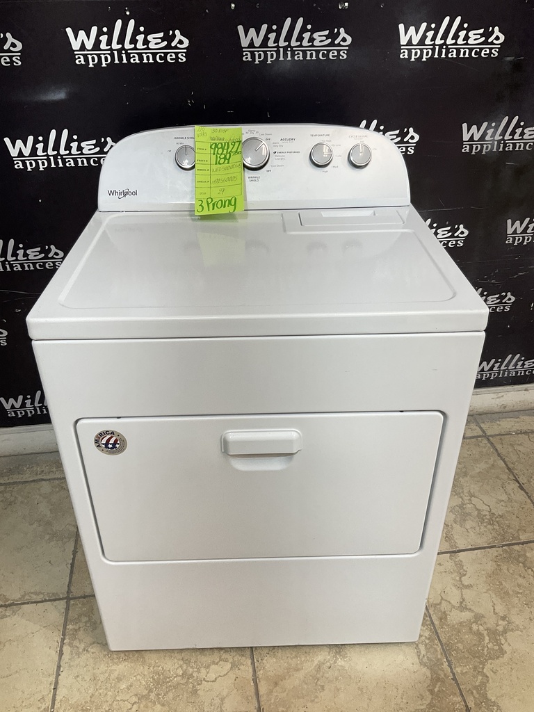 Whirlpool Used Electric Dryer 220volts (30 AMP) 29inches {3 prong} (White)