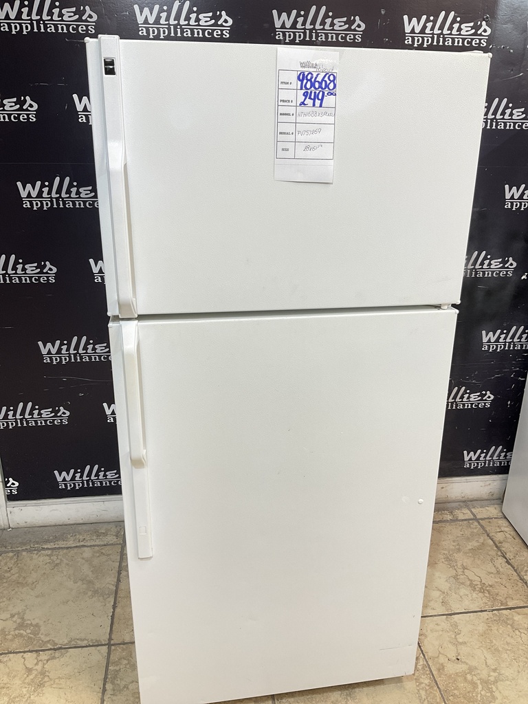 Hotpoint Used Refrigerator Top and Bottom 28x61 1/2” (White) 