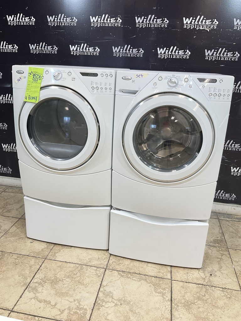 Whirlpool Used Electric Set Washer/Dryer Front-load 27/27inches {4 prong} (White) 