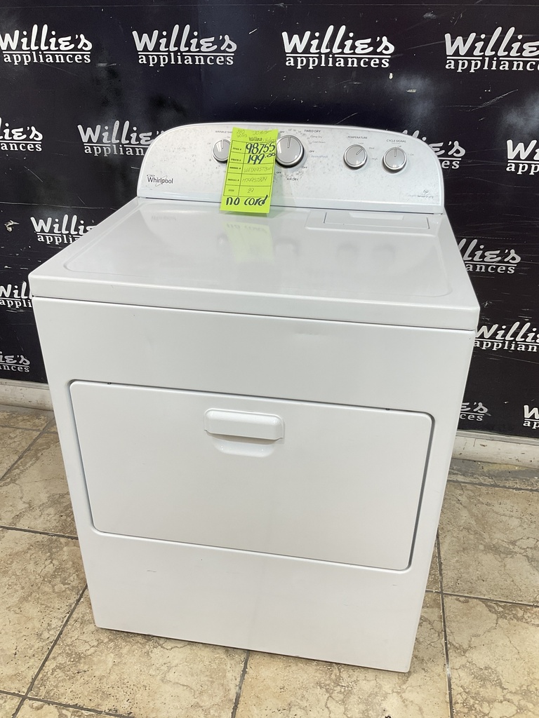 Whirlpool Used Electric Dryer 220volts (30 AMP) 29inches {no cord} (White) 