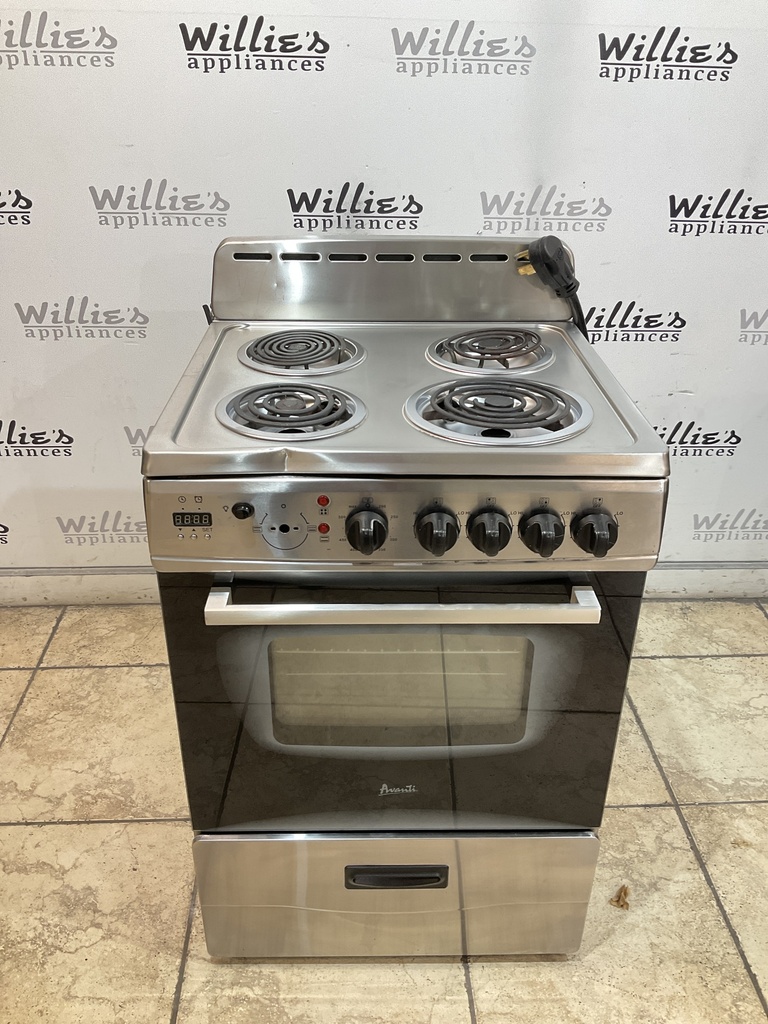Avanti Used Electric Stove 220volts (40/50 AMP) 23 1/2” (Stainless Steel) 