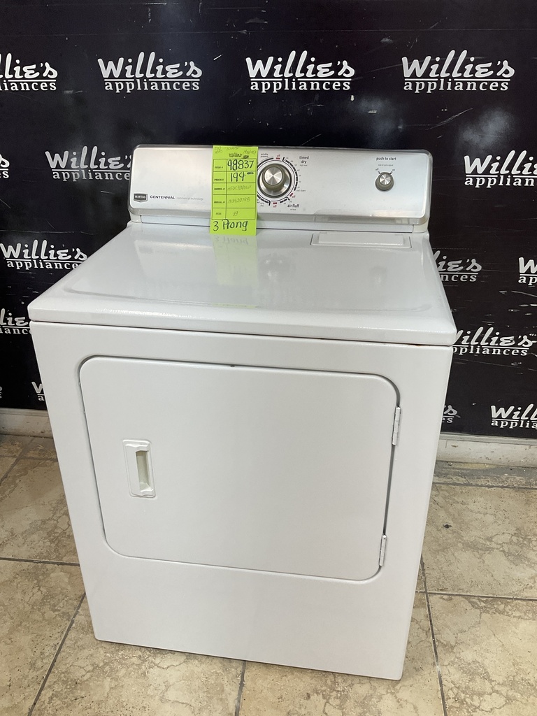 Maytag Used Electric Dryer 220volts (30 AMP) 29inches {3 prong} (White) 
