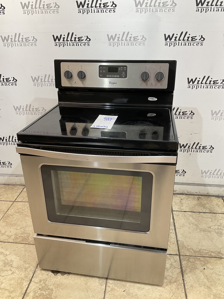 Whirlpool Used Electric Stove 220volts (40/50 AMP) 30inches {3 prong} (Stainless Steel) 