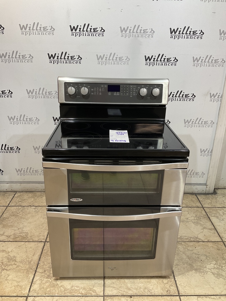 Whirlpool Used Electric Stove Double Oven 220volts (40/50 AMP) 30inches {4 prong} (Stainless Steel) 