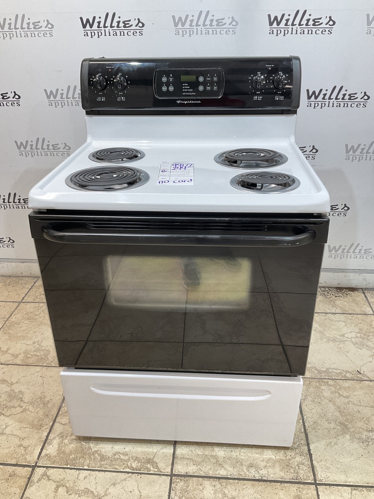 Frigidaire Used Electric Stove 220volts (40/50 AMP) 30inches {no cord} (White/Black) 