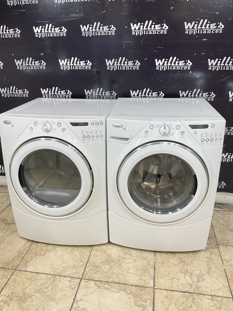Whirlpool Used Electric Set Washer/Dryer Front-load  220volts (30 AMP) 27inches {3 prong} (White) 