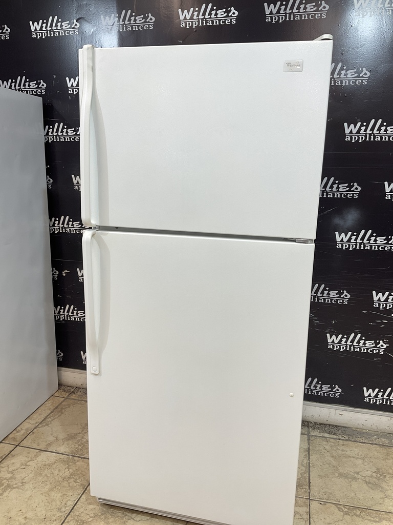Whirlpool Used Refrigerator Top and Bottom 30x65 1/2” (White) 