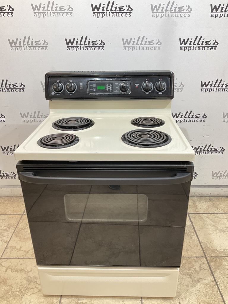 Ge Used Electric Stove 220volts (40/50 AMP) 30inches {no cord} (Bisque/Black) 