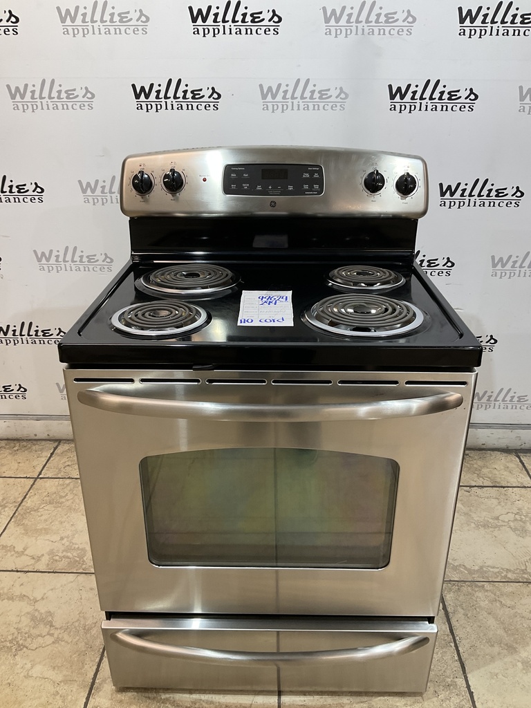 Ge Used Electric Stove 220volts (40/50 AMP) 30inches {no cord} (Stainless steel) 
