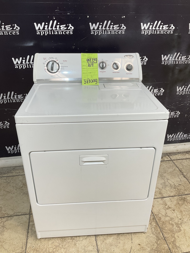 Whirlpool Used Electric Dryer 220volts (30 AMP) 29inches {3 prong} (White) 