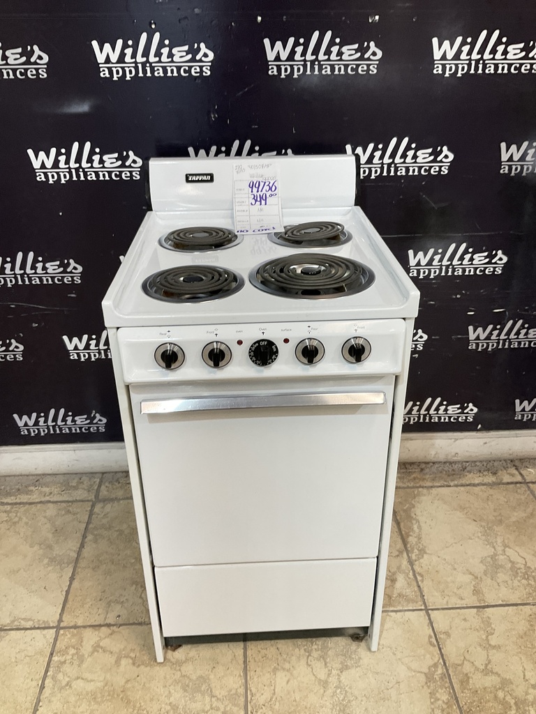 Tappan Used Electric Stove 220volts (40/50 AMP) 20inches {no cord} (White) 