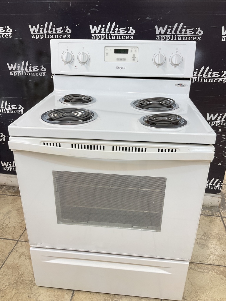 Whirlpool Used Electric Stove 220volts (40/50 AMP) 30inches {3 prong} (White) 