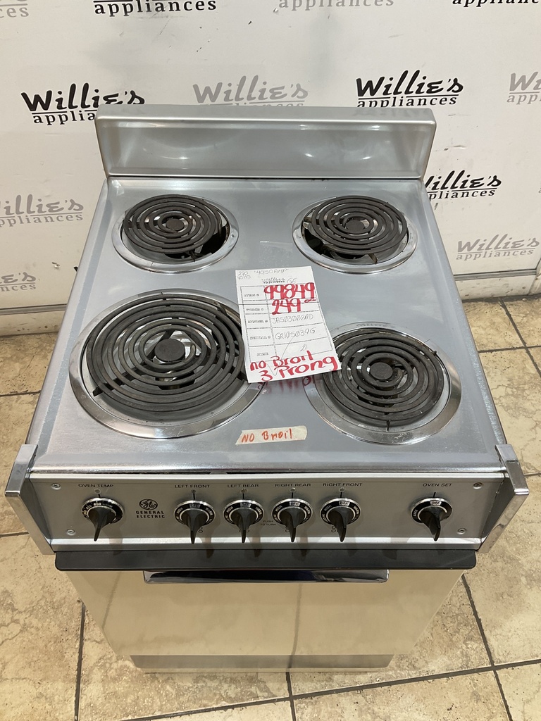 Ge Used Electric Stove 220volts (40/50 AMP) 21inches {3 prong} (Bisque/Stainless) [NO BROIL] 