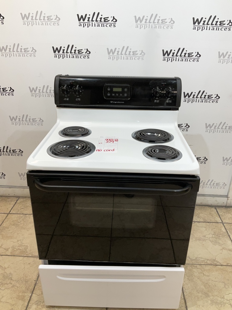 Frigidaire Used Electric Stove 220volts (40/50 AMP) 30inches {no cord} (White/Black) 